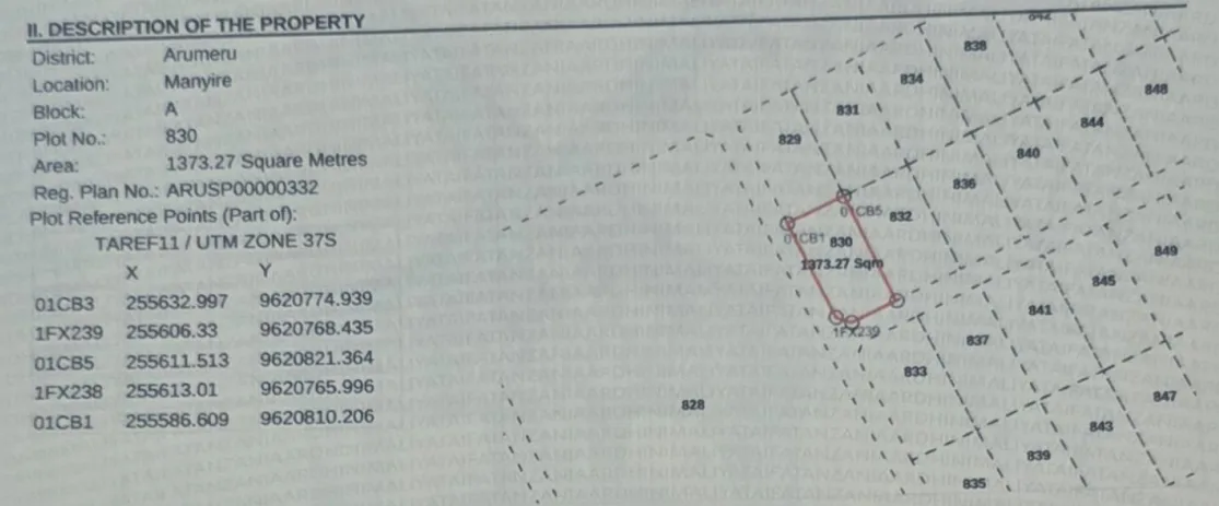 Kiwanja Cha 1,373 sqm Kilichopimwa na Hati Karibu na Gomba Estate Area – Manyire, Arumeru